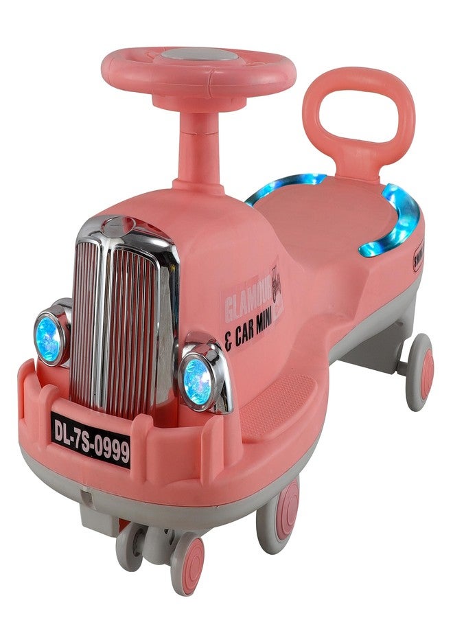 JoyRide Glamour DLX Light-Up Magic Car - Easy Glide Ride-On Toy for Kids | LED Lights, Music & 360° Swivel Wheels | Push Swing Car for Indoor/Outdoor Fun Ages 2+ Years (Peach) - Image 2